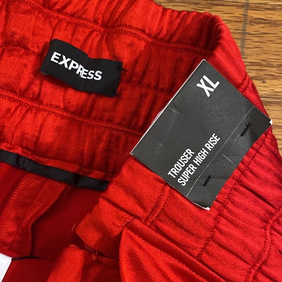 Super high rise trouser with tie--Red! - Picture 3 of 5